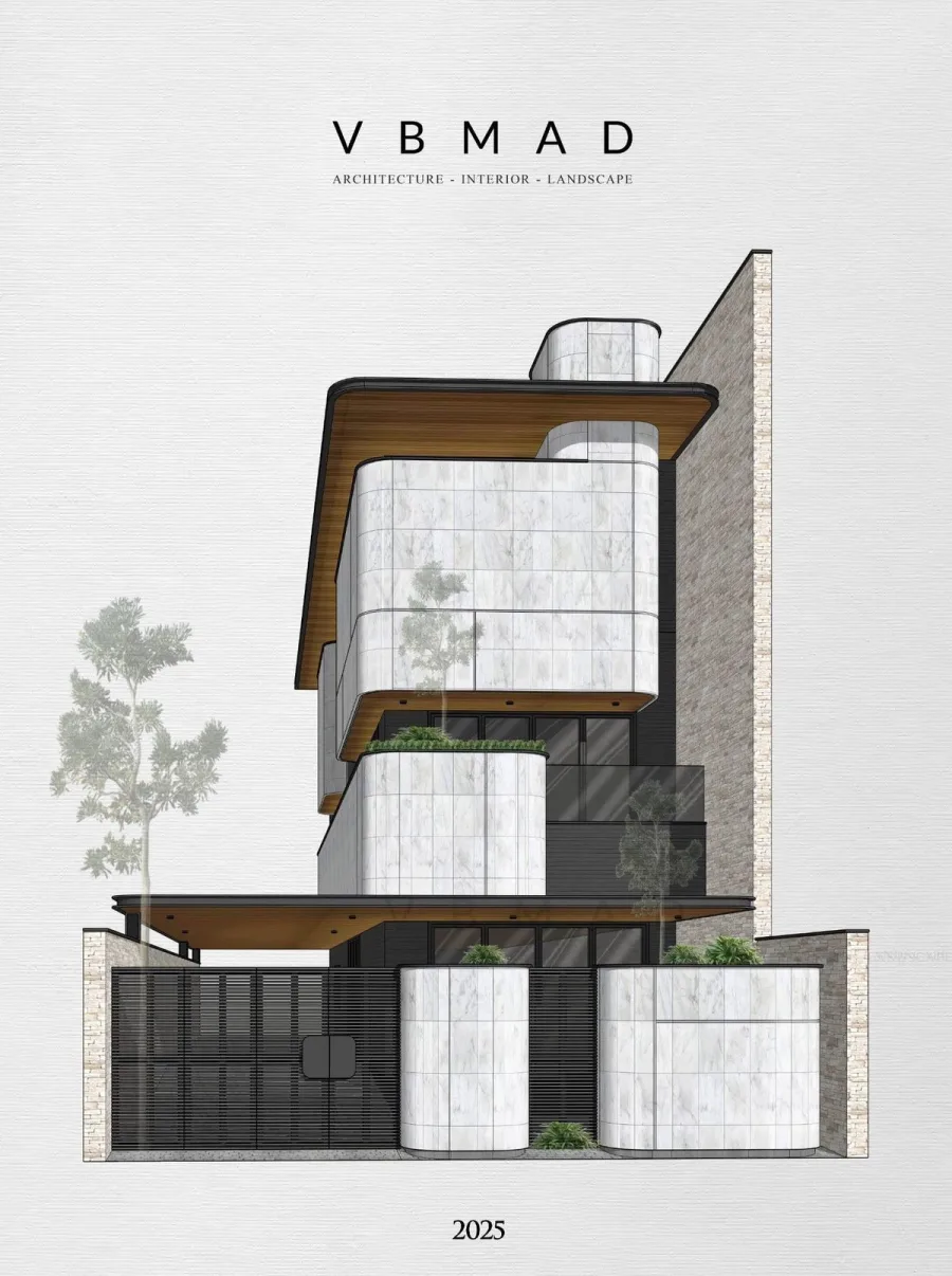 Phối cảnh ngoại thất thô trước khi render AI