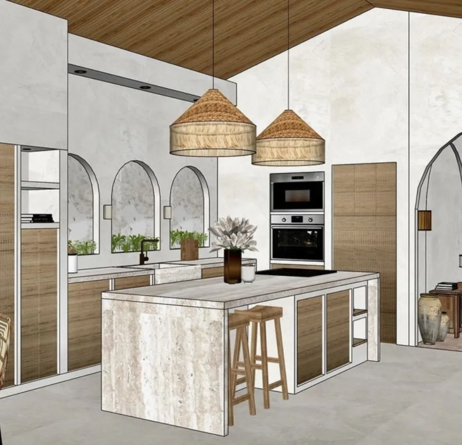 Nội thất thô trước khi render AI