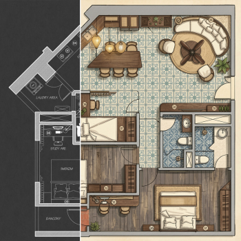 Render mặt bằng 2D